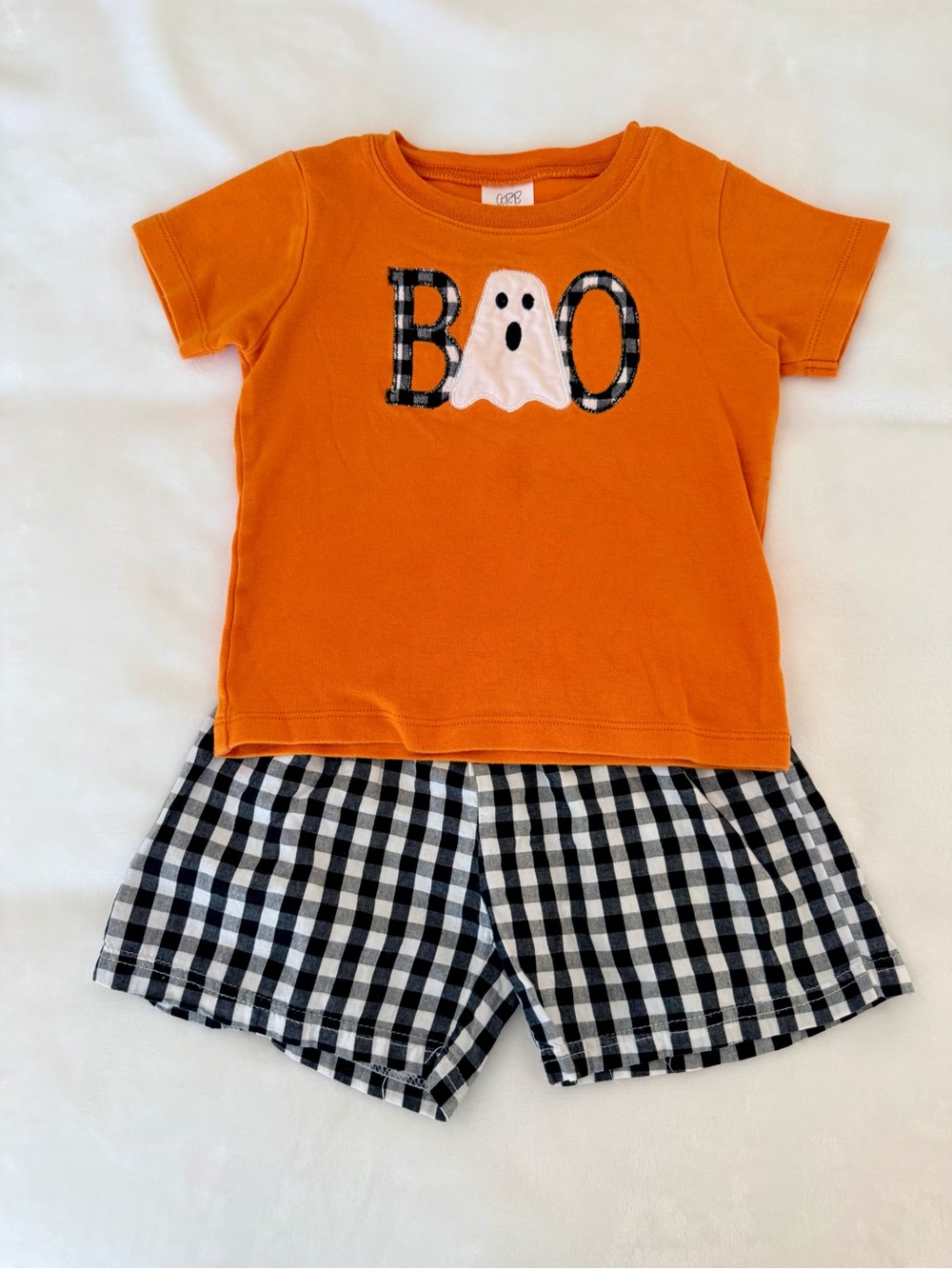 Toddler 'BOO' Halloween T-shirt & Gingham Short Set (size 2T)
